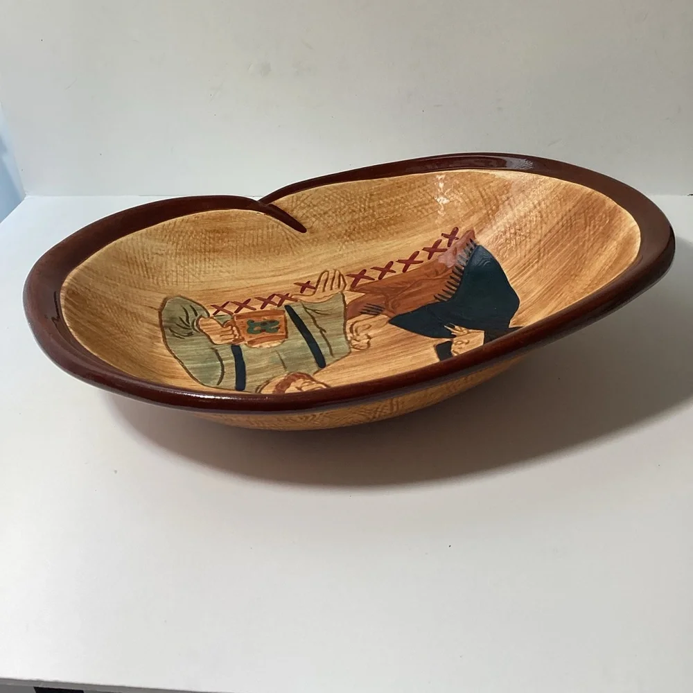 Pennsbury Pottery‎ Vintage Oval Serving Dish Amish Dining Couple Scene